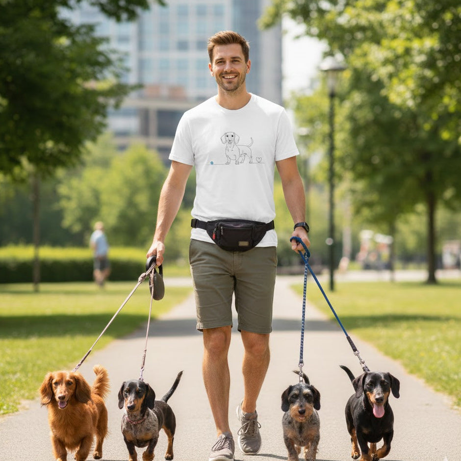 T-Shirt Unisex cotone biologico - Bassotto e cuore - Line Art
