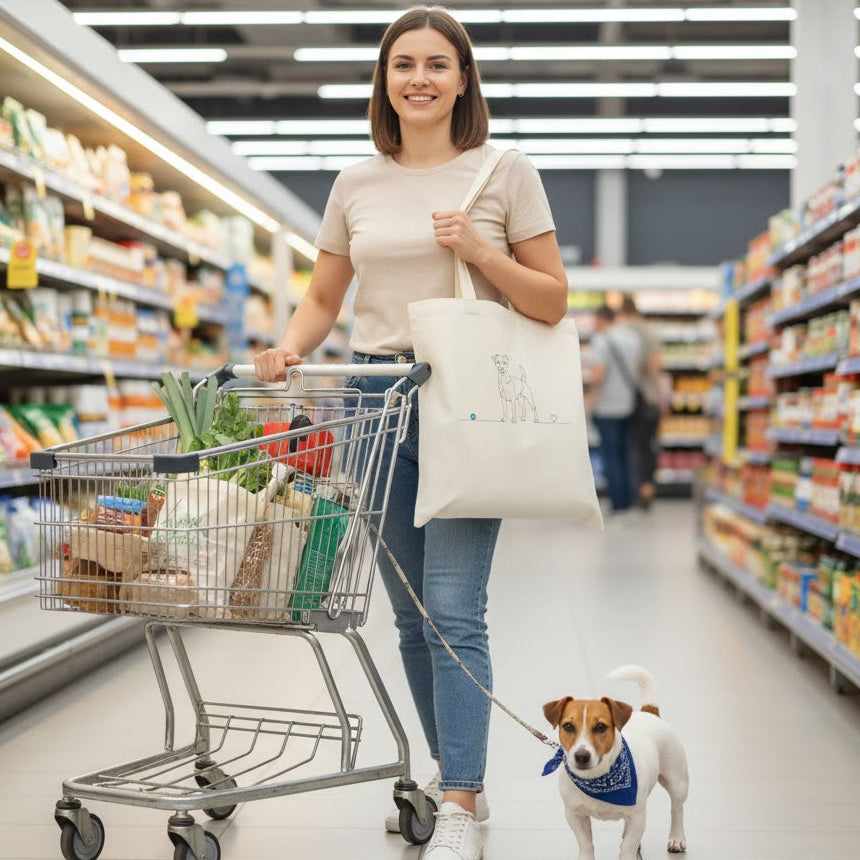 Borsa cotone eco-friendly  - Jack Russell - Line Art