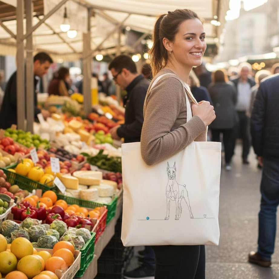 Borsa eco-friendly - Dobermann e cuore - Line Art