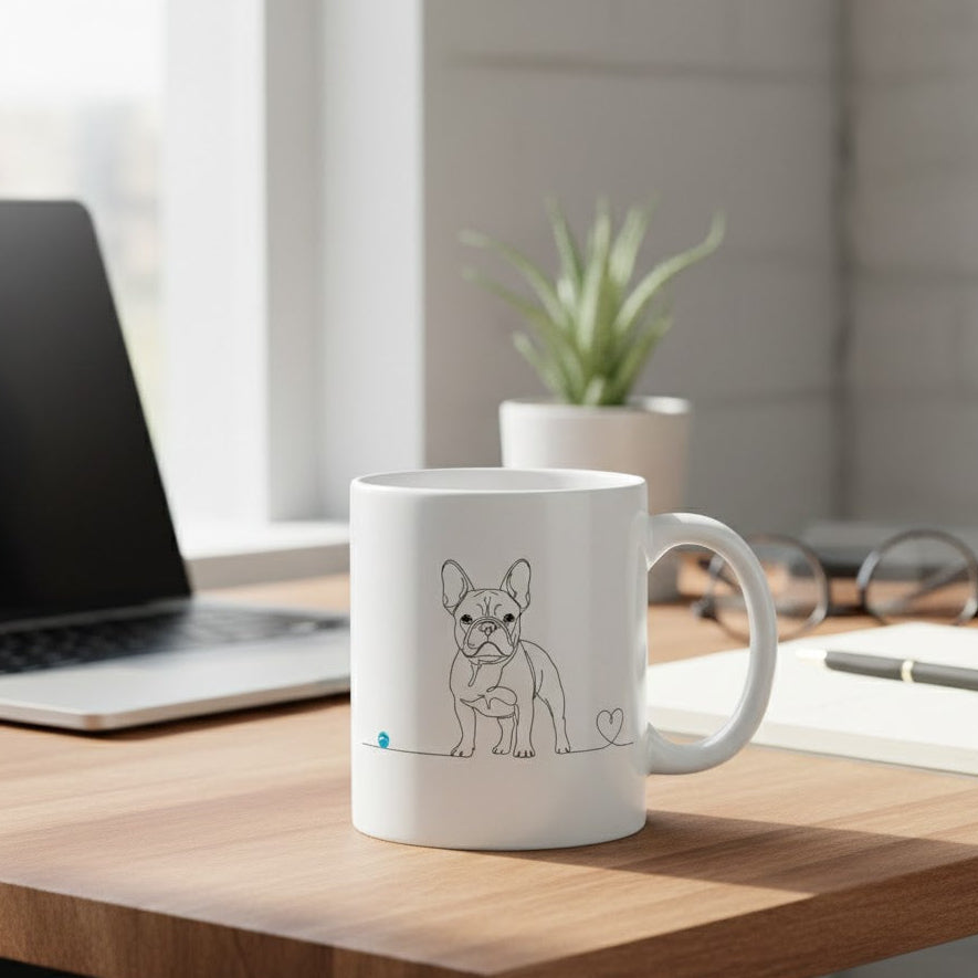 Tazza Bulldog Francese e cuore - Line Art