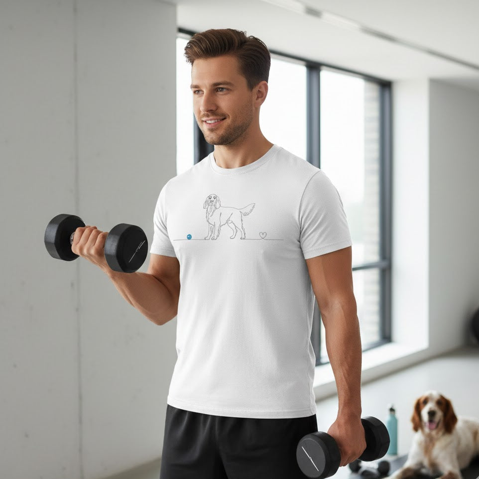 T-Shirt Unisex cotone biologico - Setter e cuore - Line Art