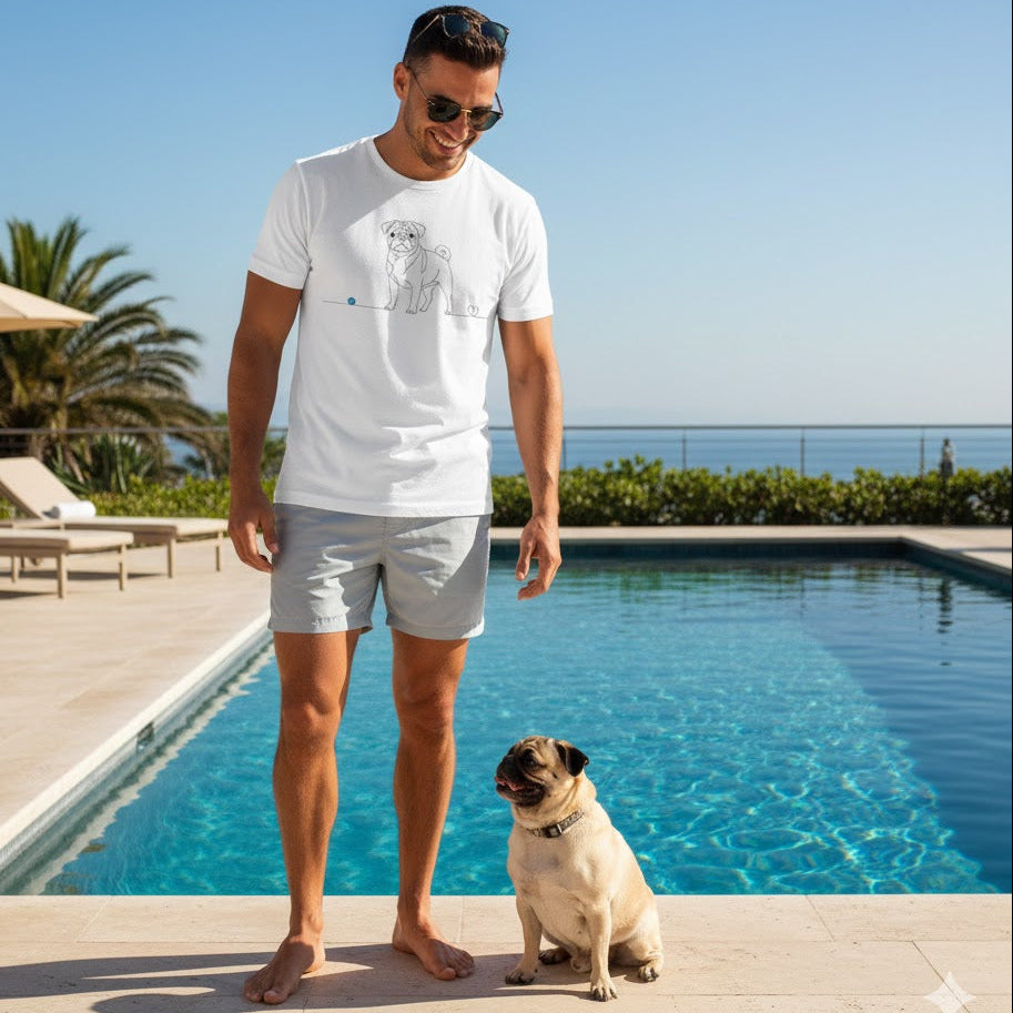 T-Shirt Unisex cotone biologico - Carlino e cuore - Line Art