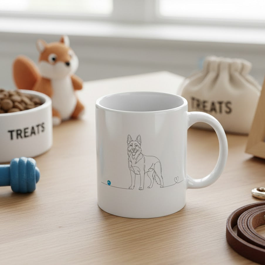 Tazza Pastore Tedesco e cuore - Line Art