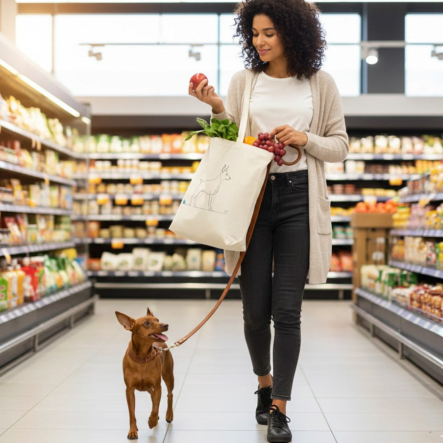 Borsa eco-friendly - Pinscher e cuore - Line Art