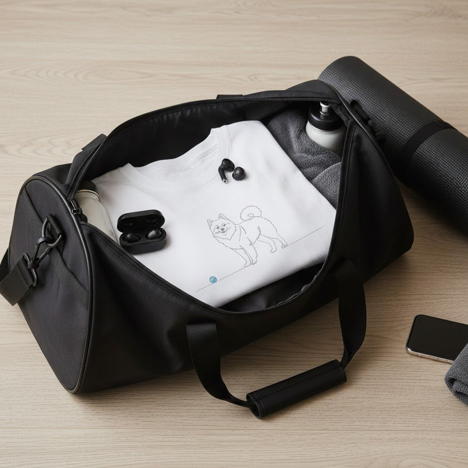 T-Shirt Unisex cotone biologico - Spitz di Pomerania con cuore - Line Art