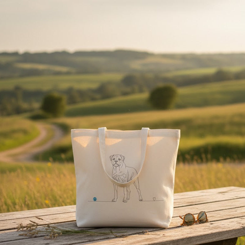 Borsa eco-friendly - Rottweiler e cuore - Line art
