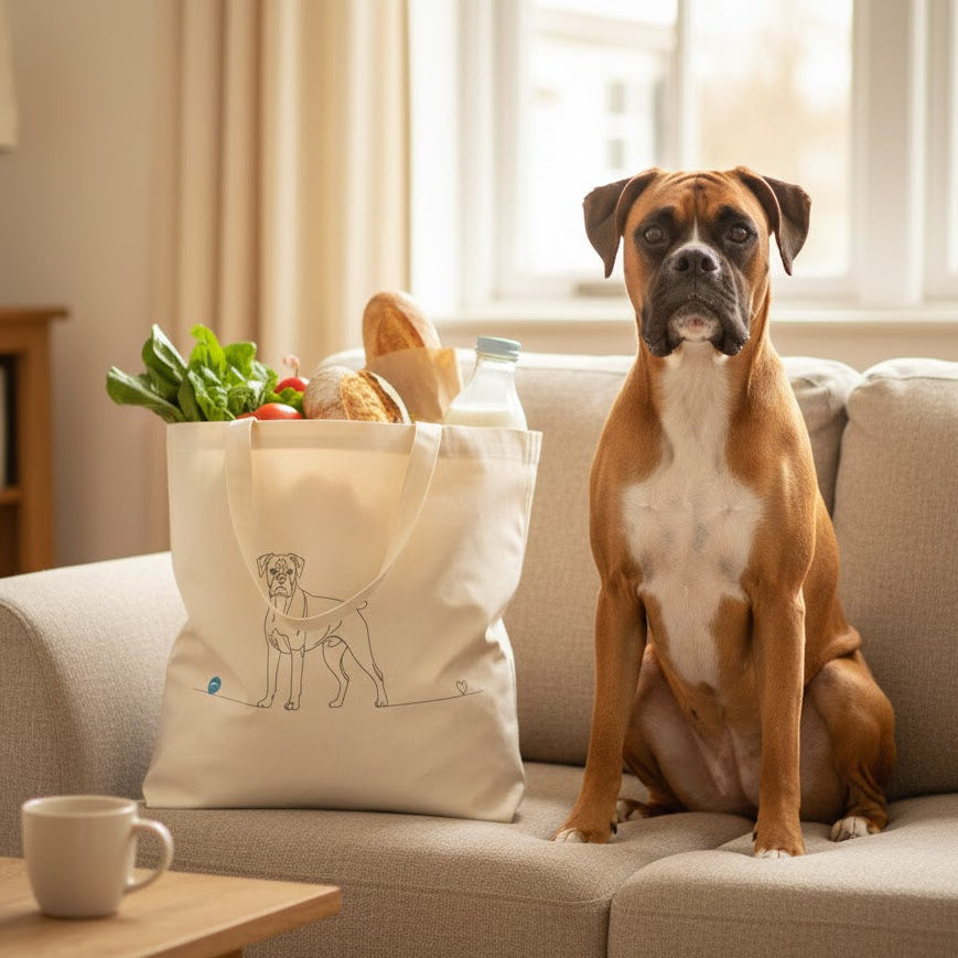 Borsa eco-friendly - Boxer e cuore - Line Art