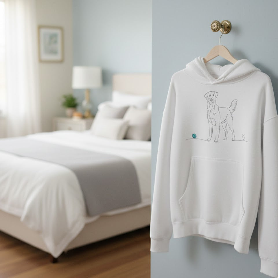 Felpa Unisex con Cappuccio - Golden Retriever - Line Art