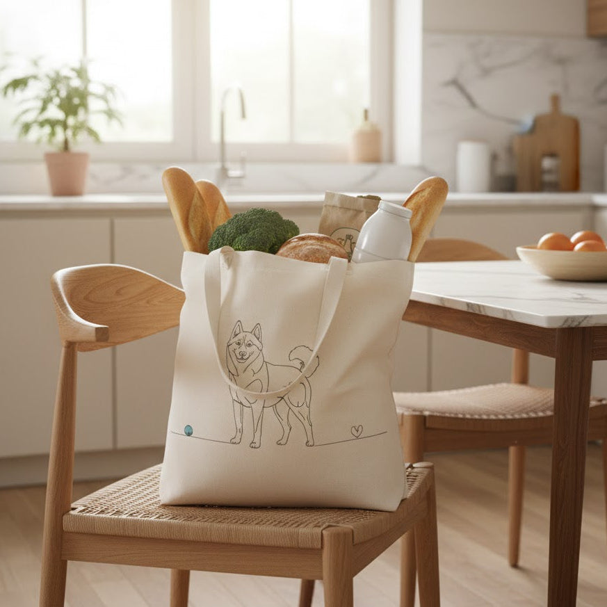 Borsa eco-friendly - Husky con cuore - Line Art