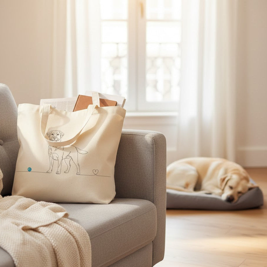 Borsa eco-friendly -  Labrador e cuore - Line Art