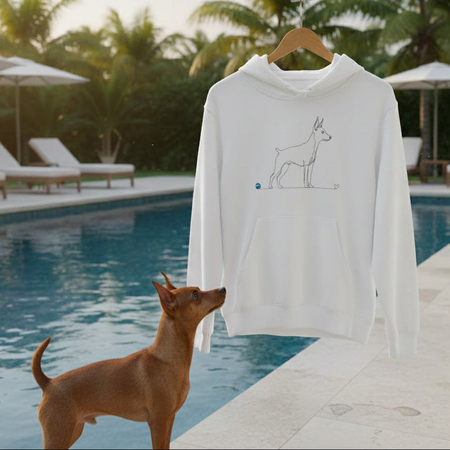Felpa Unisex con Cappuccio - Pinscher e cuore - Line Art
