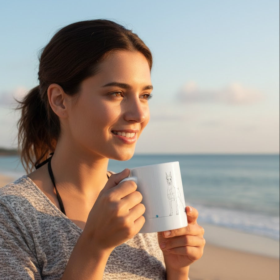 Tazza Dobermann e cuore - Line Art