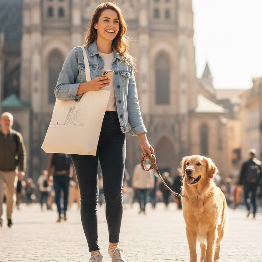 Borsa cotone eco-friendly - Golden Retriever - Line Art