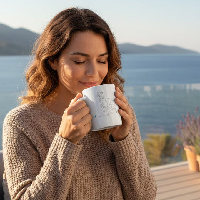 Tazza Pitbull e cuore - Line Art