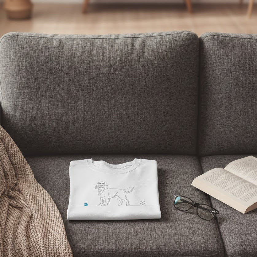 T-Shirt Unisex cotone biologico - Setter e cuore - Line Art