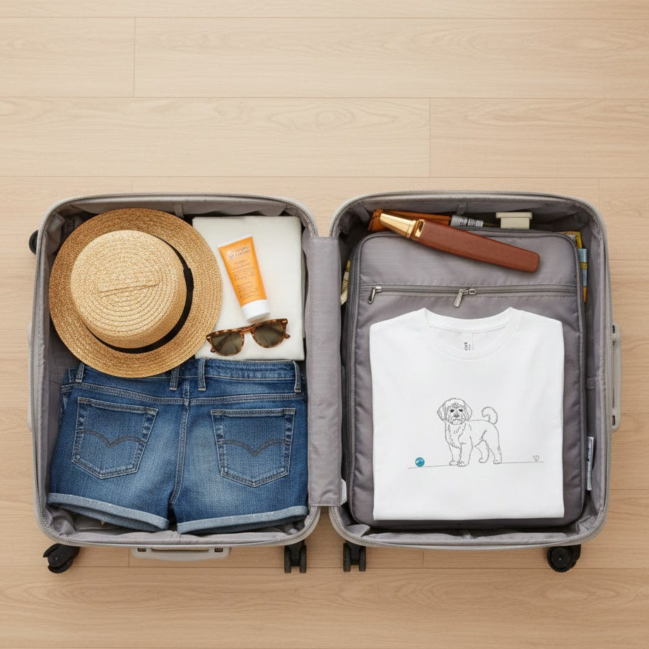 T-Shirt Unisex cotone biologico- Maltipoo e cuore - Line Art