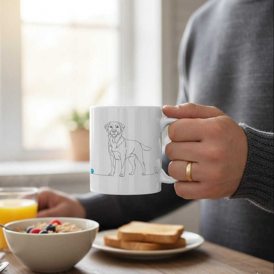 Tazza Labrador e cuore - Line Art