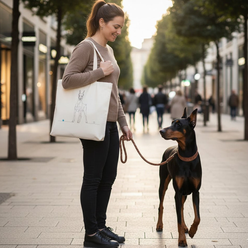 Borsa eco-friendly - Dobermann e cuore - Line Art