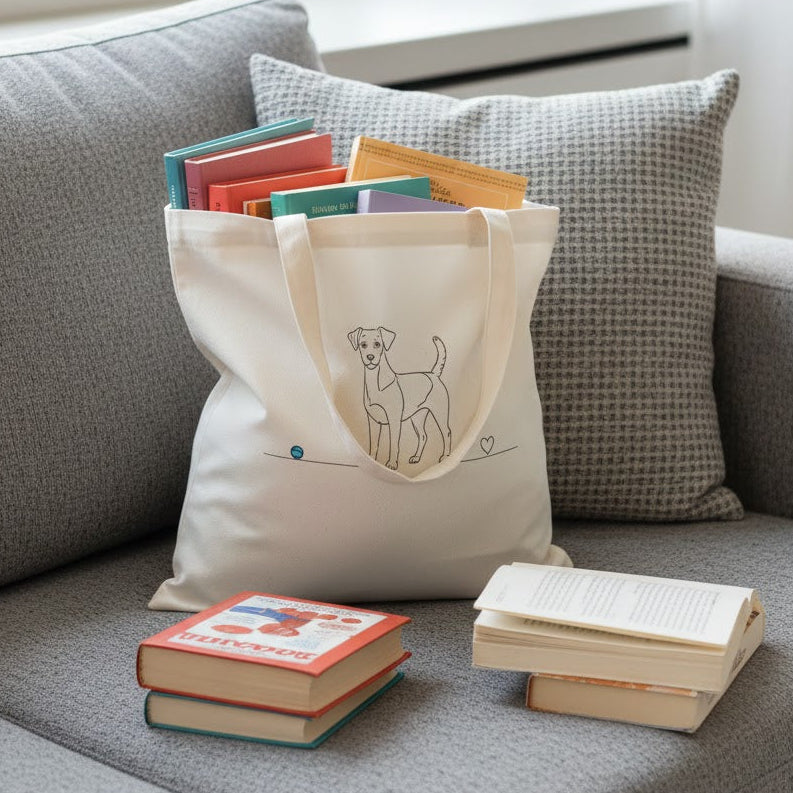 Borsa cotone eco-friendly  - Jack Russell - Line Art