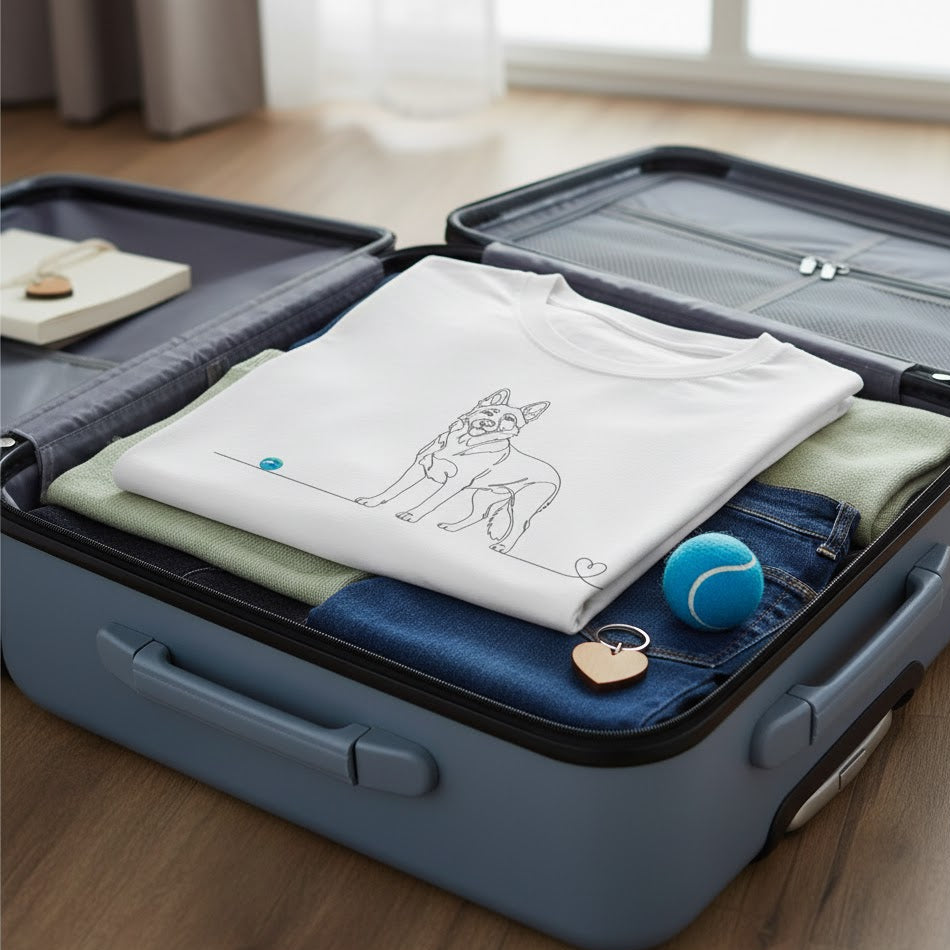 T-Shirt Unisex cotone biologico - Pastore Tedesco e cuore - Line Art