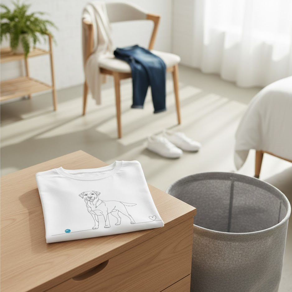 T-Shirt Unisex cotone biologico - Labrador e cuore - Line Art