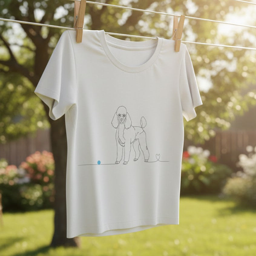 T-Shirt Unisex cotone Organico - Barboncino e cuore - Line Art