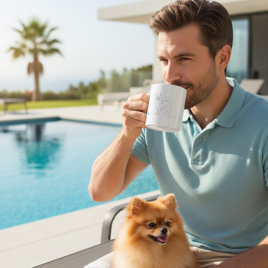 Tazza Spitz di Pomerania - Line Art