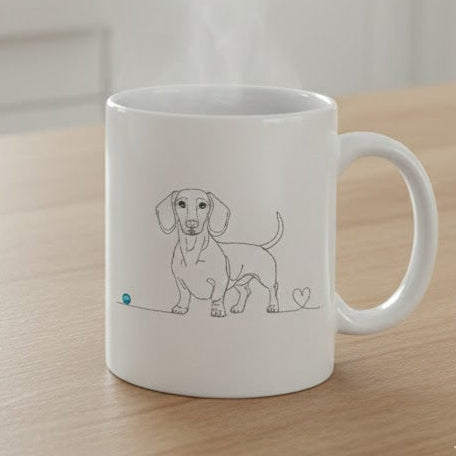 Tazza Bassotto e cuore - Line Art