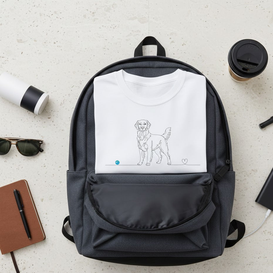 T-Shirt Unisex Cotone biologico - Golden Retriever - Line Art