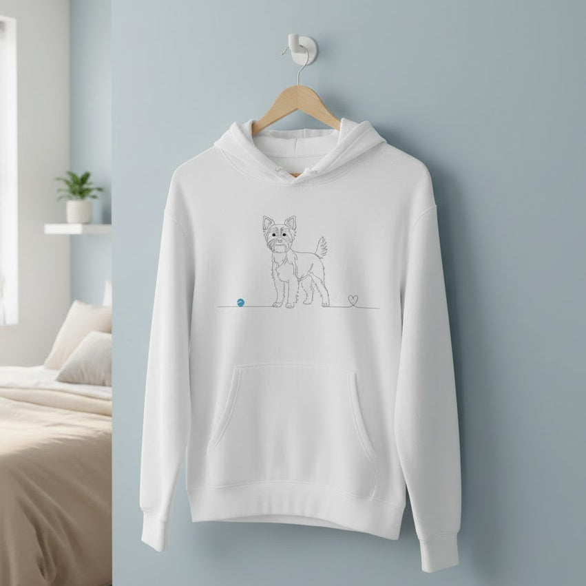 Felpa Unisex con Cappuccio - Bassotto e cuore - Line Art