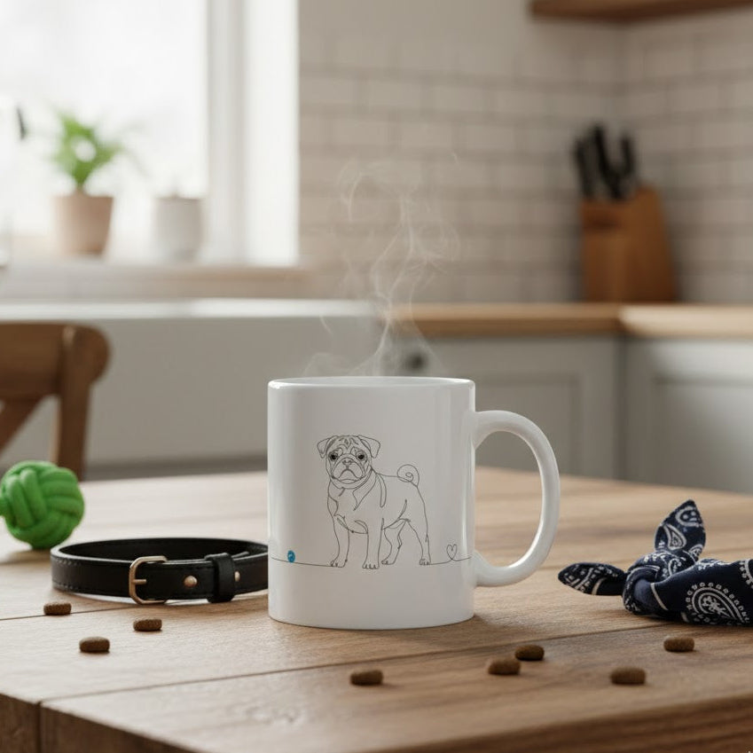 Tazza Carlino e cuore - Line Art