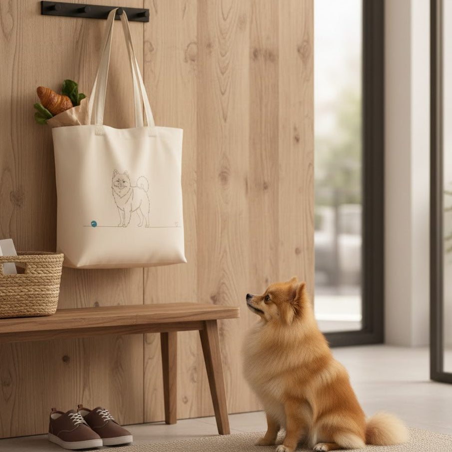 Borsa cotone eco-friendly - Spitz di Pomerania - Line Art