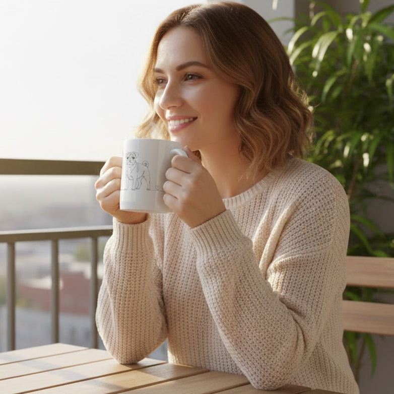 Tazza Carlino e cuore - Line Art