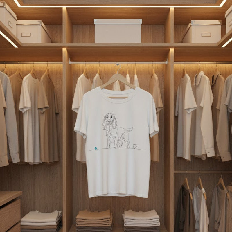 T-Shirt Unisex cotone biologico - Cocker e cuore - Line Art