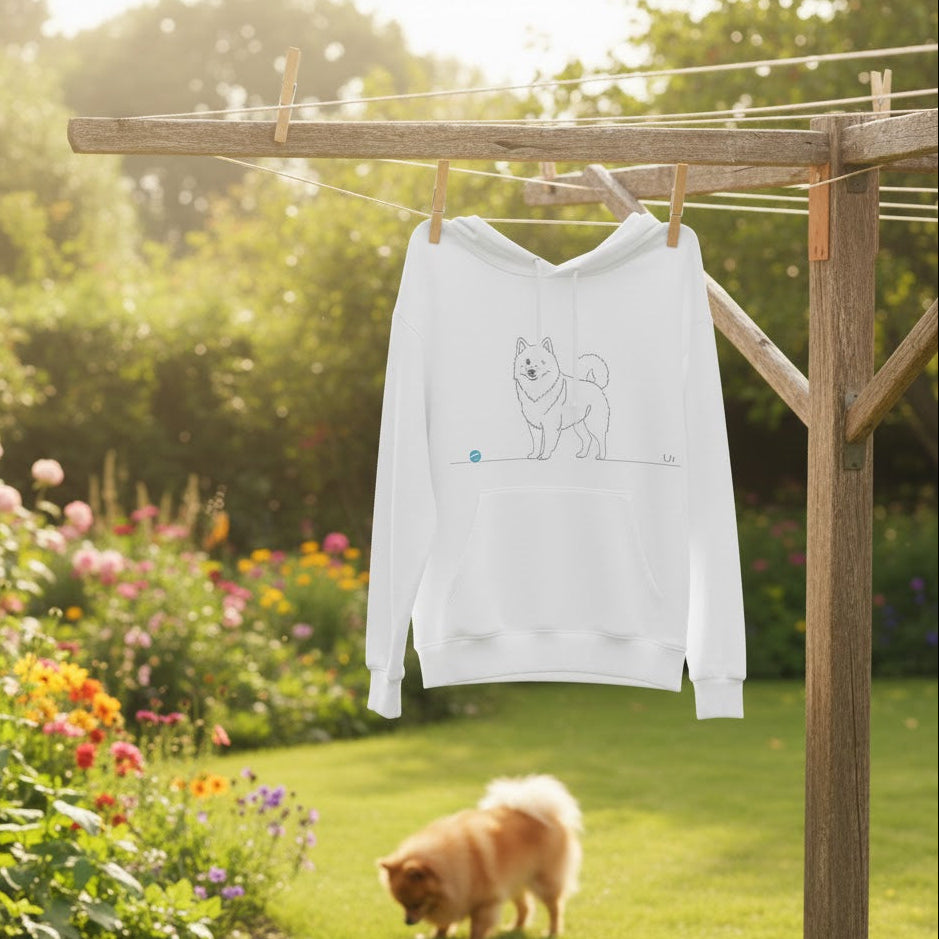 Felpa Unisex con Cappuccio - Spitz di Pomerania - Line Art