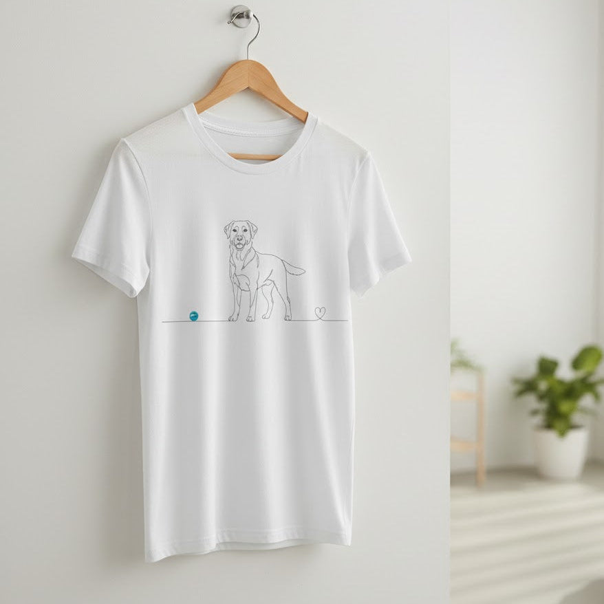 T-Shirt Unisex cotone biologico - Labrador e cuore - Line Art