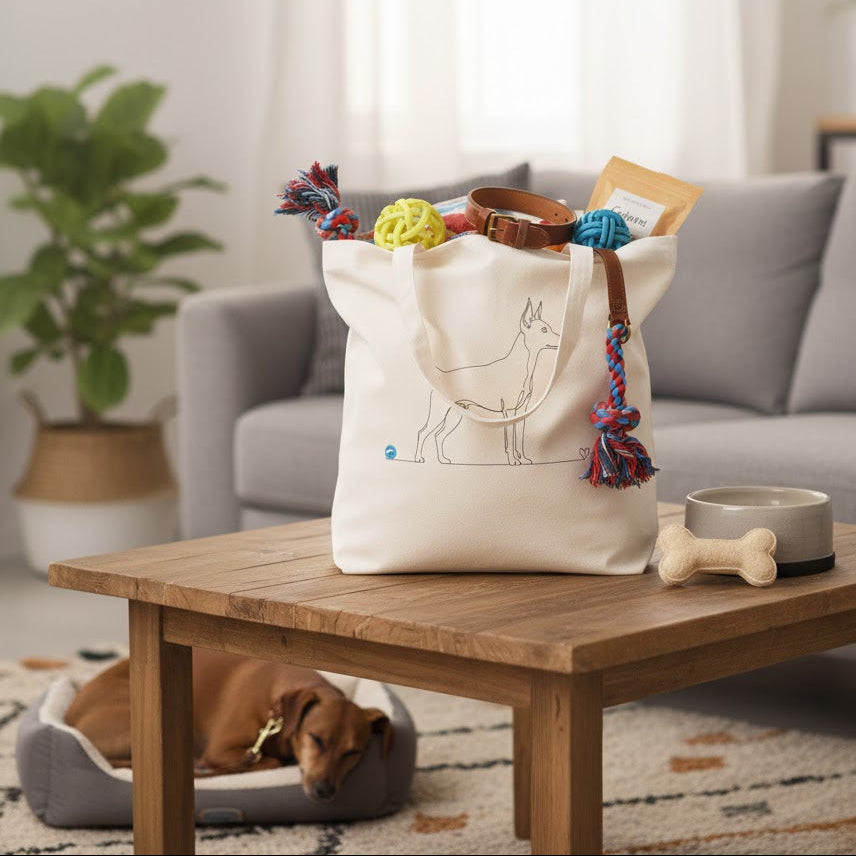 Borsa eco-friendly - Pinscher e cuore - Line Art