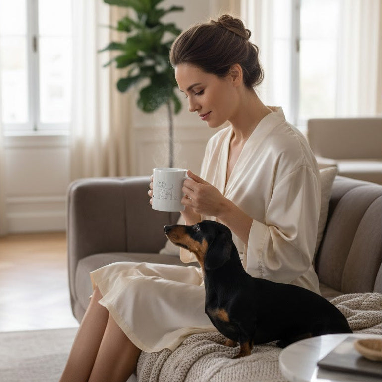 Tazza Bassotto e cuore - Line Art