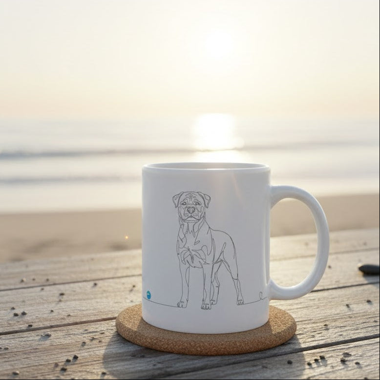 Tazza Rottweiler e cuore - Line Art