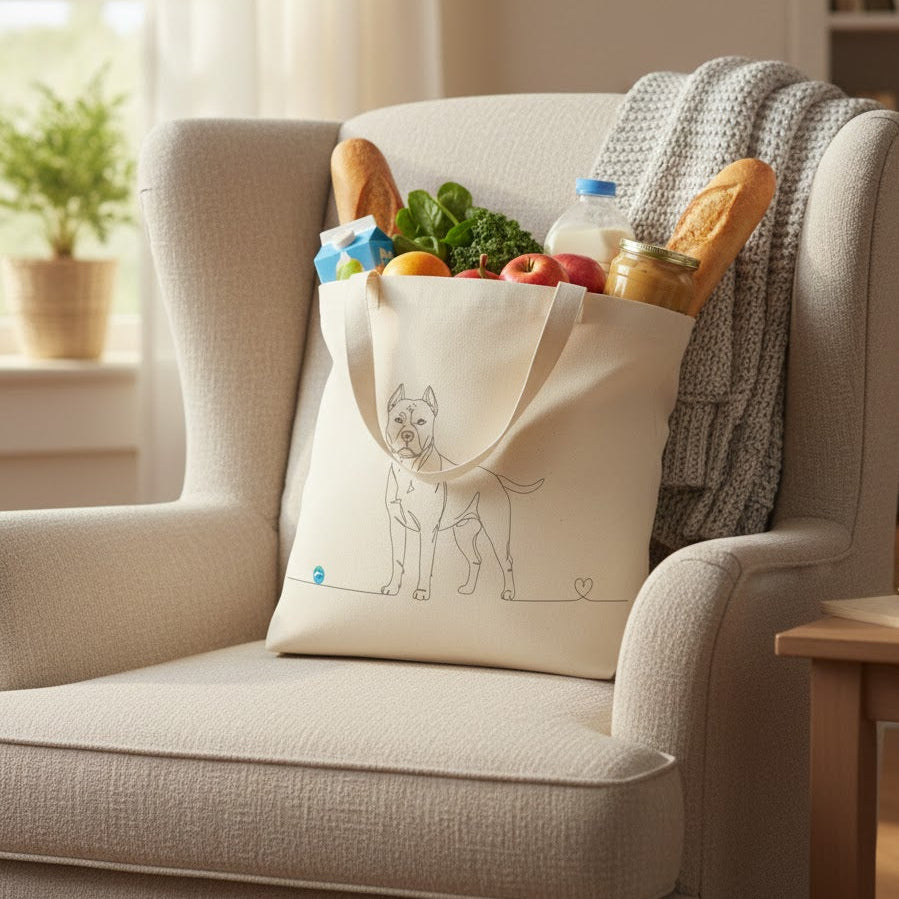 Borsa cotone eco-friendly - Pitbull e cuore - Line Art