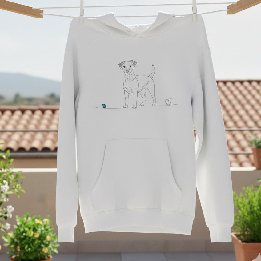 Felpa Unisex con Cappuccio - Jack Russell - Line Art