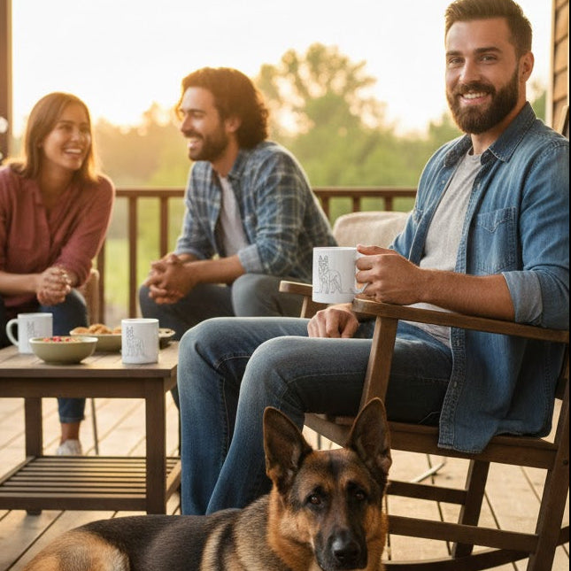 Tazza Pastore Tedesco e cuore - Line Art
