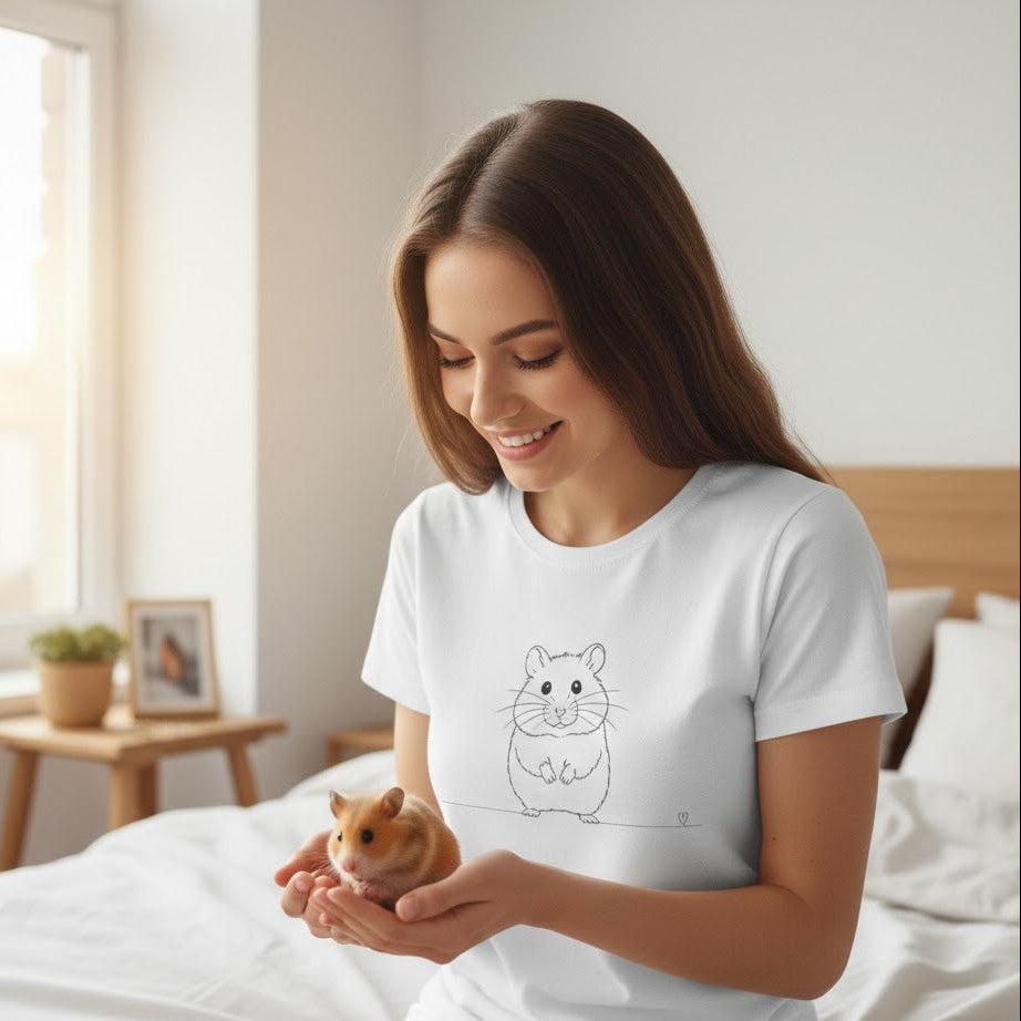 T-Shirt Unisex cotone biologico - Criceto e cuore - Line Art