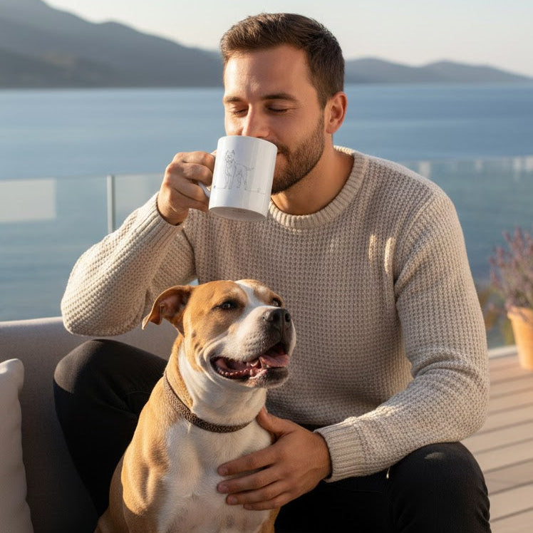 Tazza Pitbull e cuore - Line Art