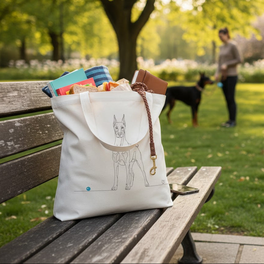 Borsa eco-friendly - Dobermann e cuore - Line Art