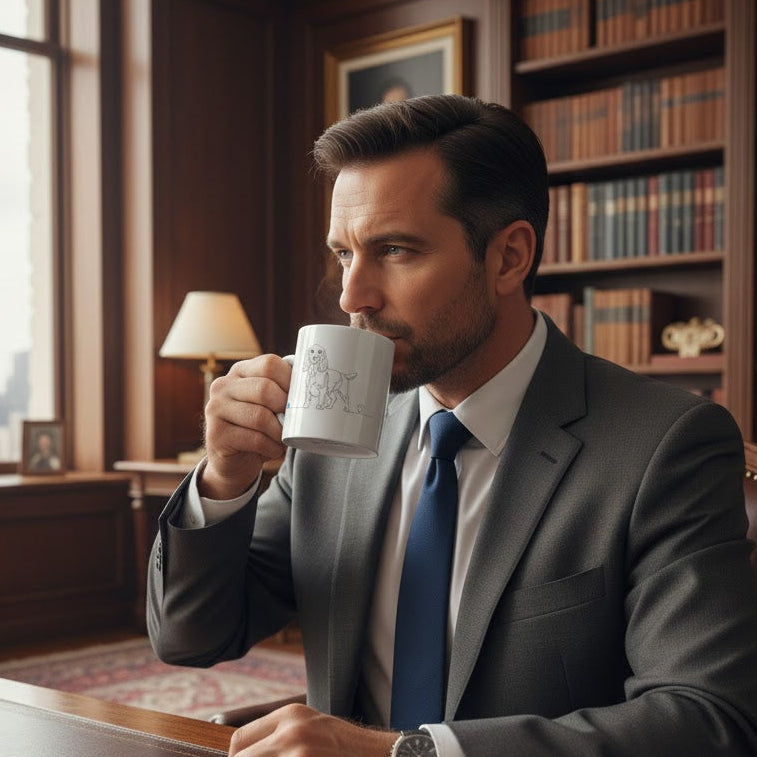 Tazza Cocker e cuore - Line Art