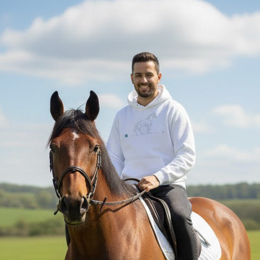 Felpa Unisex con Cappuccio - Cavallo e cuore - Line Art