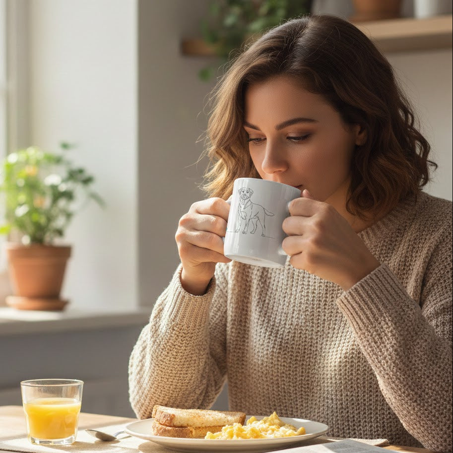 Tazza Labrador e cuore - Line Art