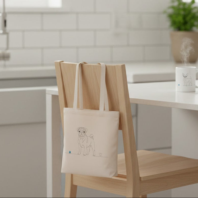 Borsa in cotone eco-friendly - Carlino e cuore - Line Art