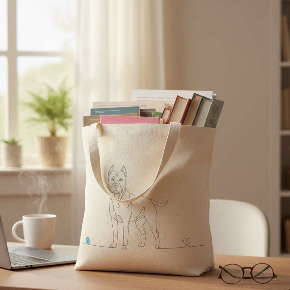 Borsa cotone eco-friendly - Pitbull e cuore - Line Art